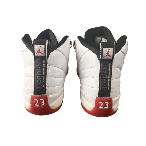Air Jordan 12 Retro White/Red Leather Sneakers Youth Size 6Y - Picture 2 of 6